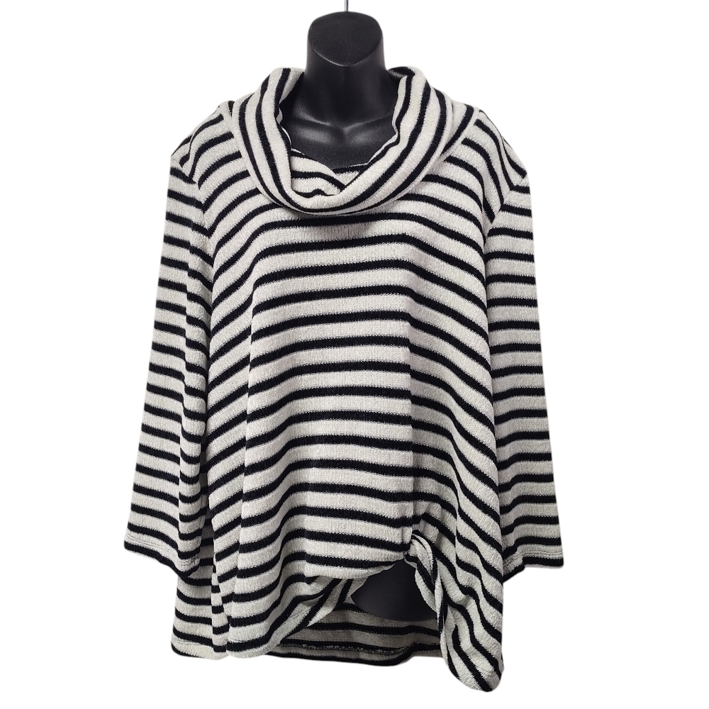 Ruby Rd. Women's Black White Cowl Neck Comfy Soft Sweater Plus Size 3X